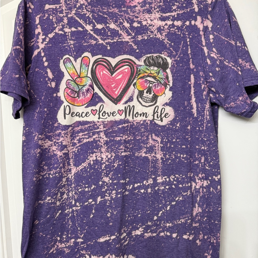 Purple Peace Love Mom Life Women T-Shirt